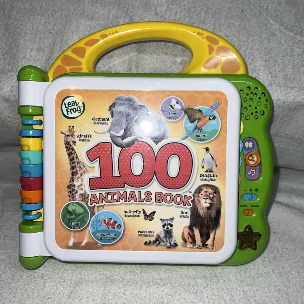 LeapFrog 100 Animals Book - Green English and Spanish , Works SEE VIDEO